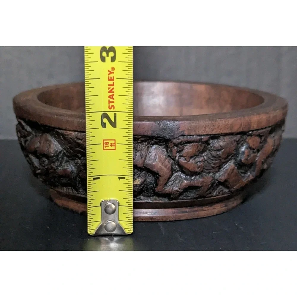 Vintage‎ African Malawi Craftsman Hand Carved African Ebony Wood Bowl Numbered